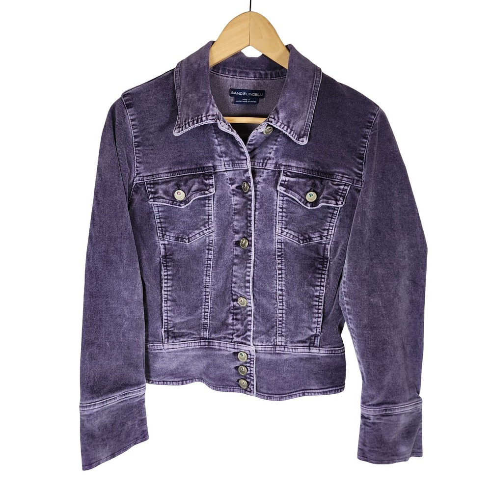 Y2K Bandolino Blu Petite Corduroy Button Front Jacket Purple‎ Size PL